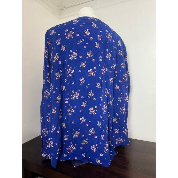 A.N.A Royal Blue Lightweight Floral Long Sleeve Blouse – Size 3X - Picture 5 of 11